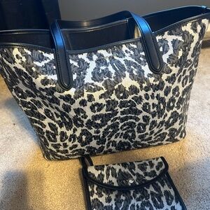 Michael Kors Black and White Leopard Shoulder Bag